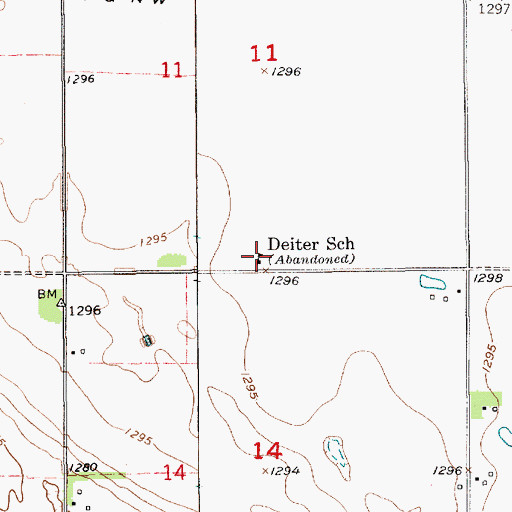 Topographic Map of Deiter School, SD