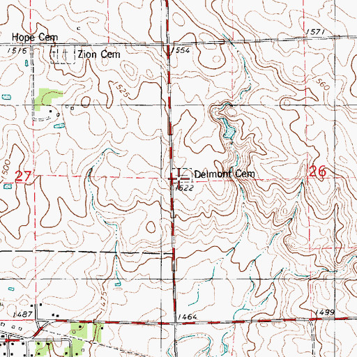 Topographic Map of Delmont Cemetery, SD