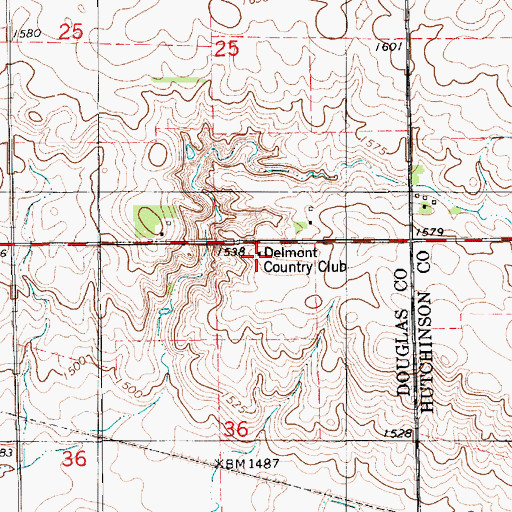 Topographic Map of Delmont Country Club, SD