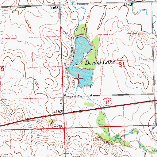 Topographic Map of Denby Lake, SD