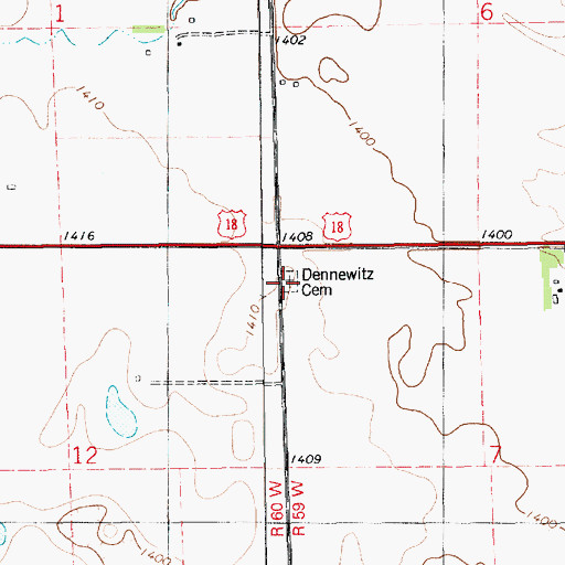 Topographic Map of Dennewitz Cemetery, SD