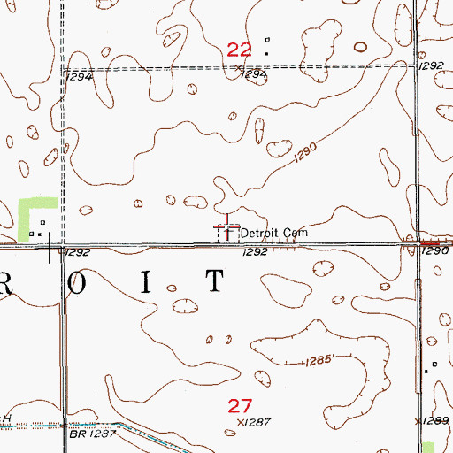 Topographic Map of Detroit Cemetery, SD