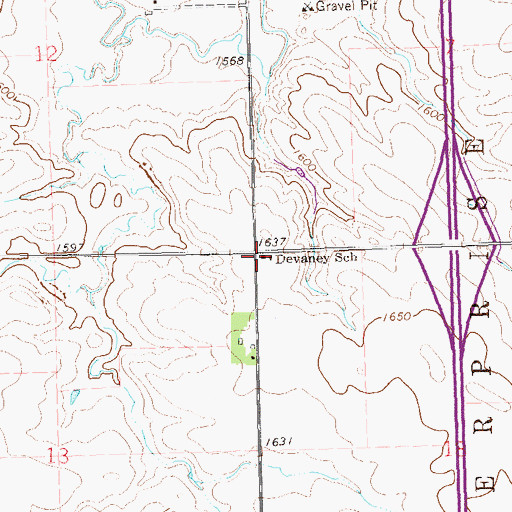 Topographic Map of Devaney School, SD