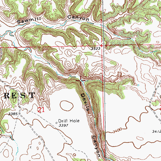 Topographic Map of Devils Canyon, SD