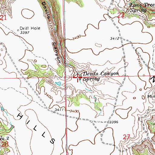 Topographic Map of Devils Canyon Spring, SD