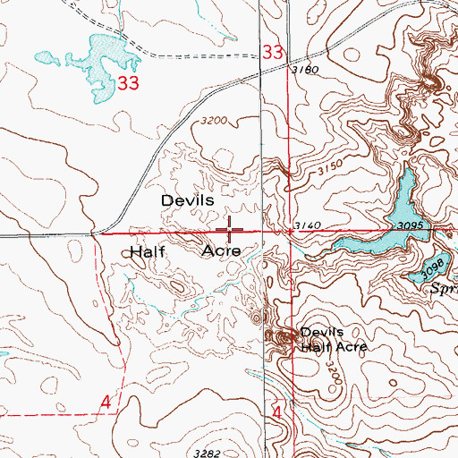 Topographic Map of Devils Half Acre, SD