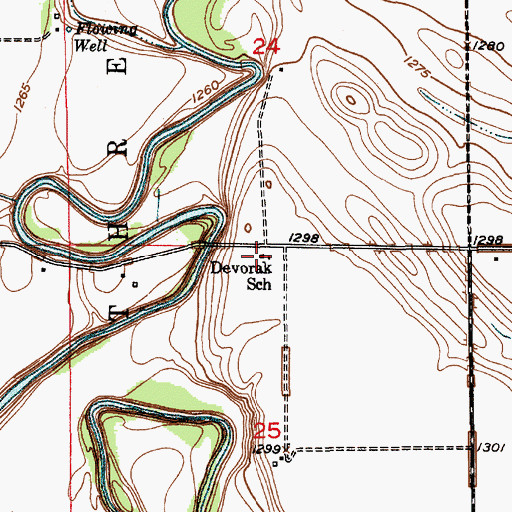 Topographic Map of Devorak School, SD