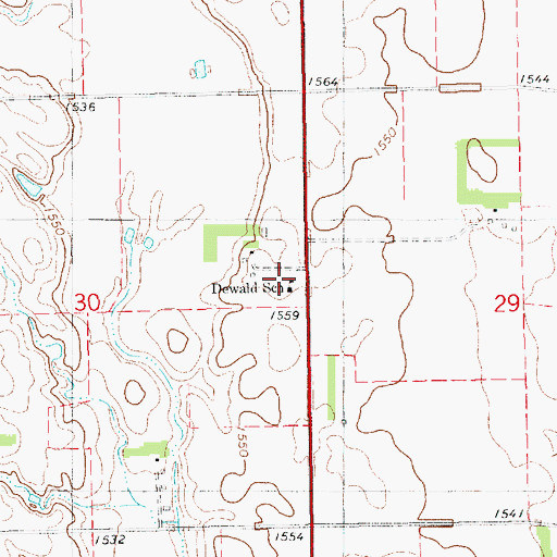 Topographic Map of Dewald School, SD