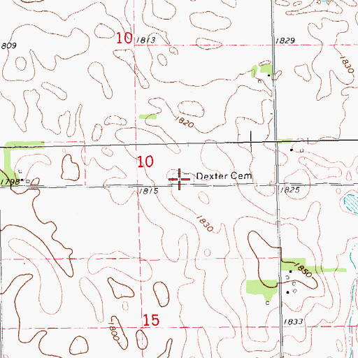Topographic Map of Dexter Cemetery, SD