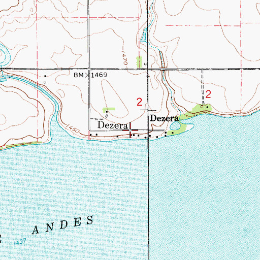 Topographic Map of Dezera, SD