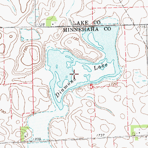 Topographic Map of Diamond Lake, SD