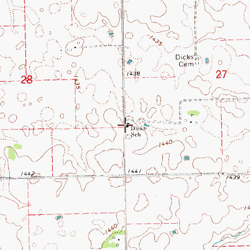 Topographic Map of Dicks School, SD