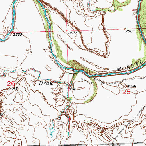 Topographic Map of Dillon Draw, SD