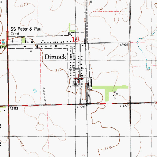 Topographic Map of Dimock, SD