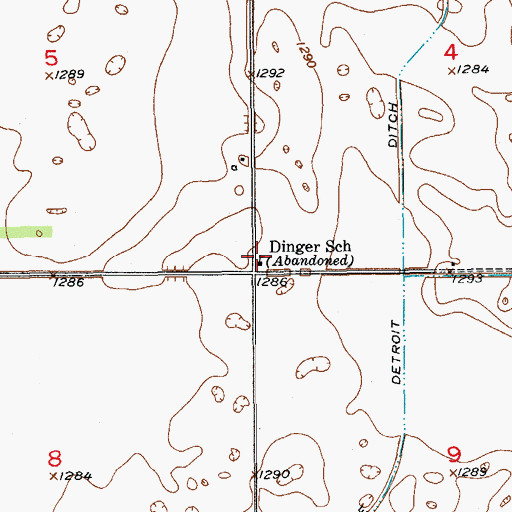 Topographic Map of Dinger School, SD