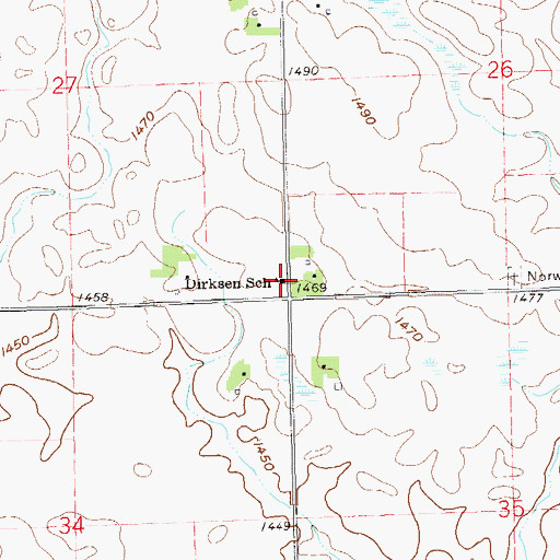 Topographic Map of Dirksen School, SD