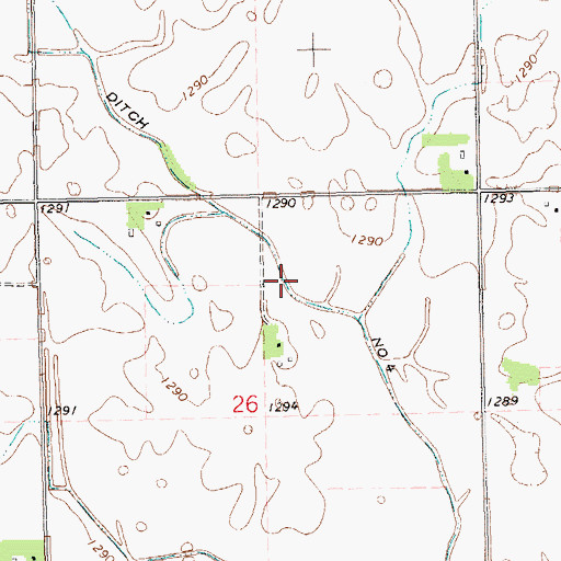 Topographic Map of Ditch Number Four, SD