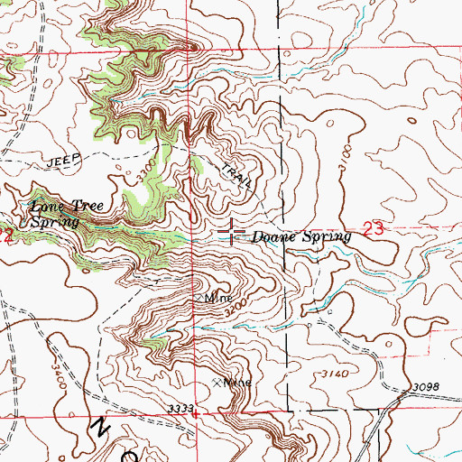 Topographic Map of Doane Spring, SD