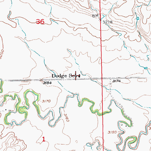 Topographic Map of Dodge School, SD