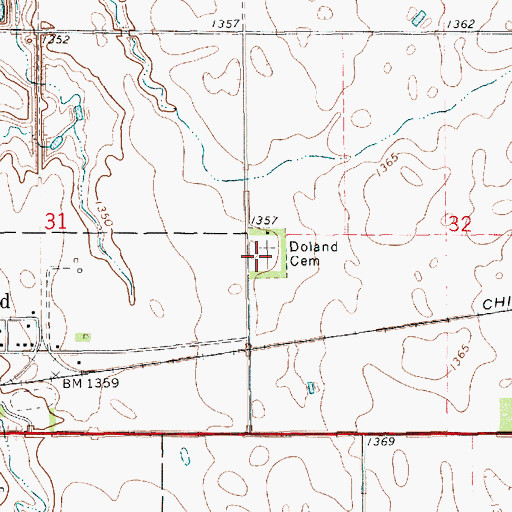 Topographic Map of Doland Cemetery, SD