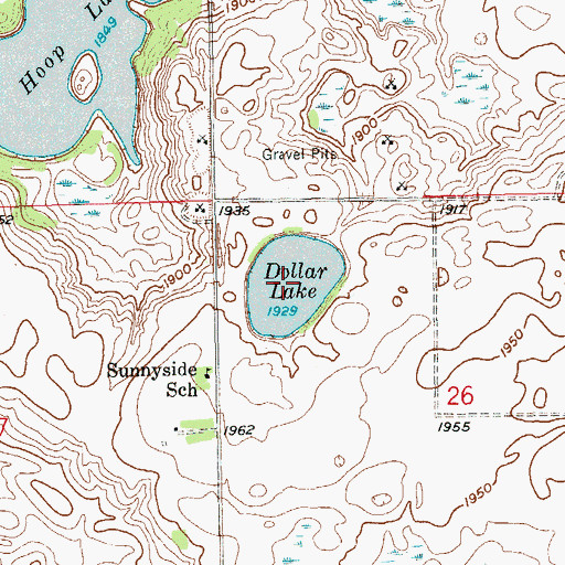 Topographic Map of Dollar Lake, SD