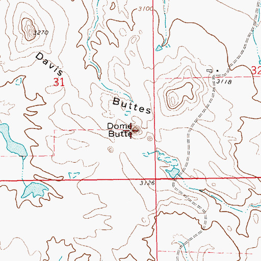 Topographic Map of Dome Butte, SD