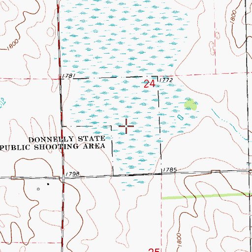 Topographic Map of Donnelly State Public Shooting Area, SD