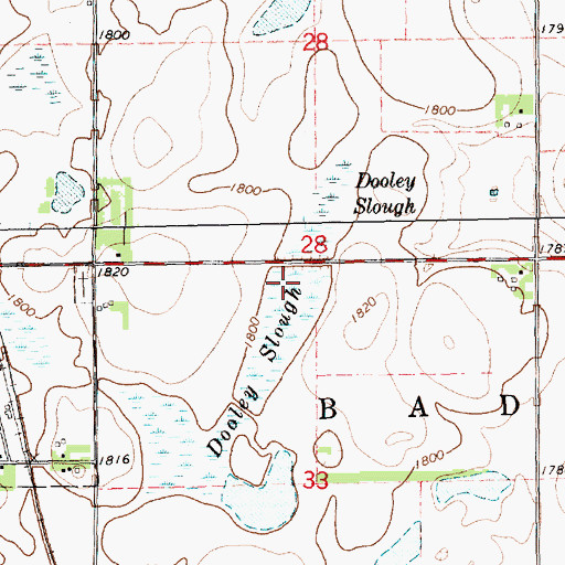 Topographic Map of Dooley Slough, SD