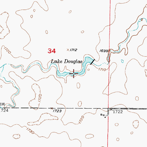 Topographic Map of Lake Douglas, SD