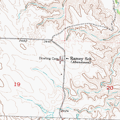 Topographic Map of Dowling Cemetery, SD