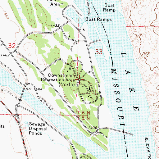 Topographic Map of Downstream Recreation Area, SD