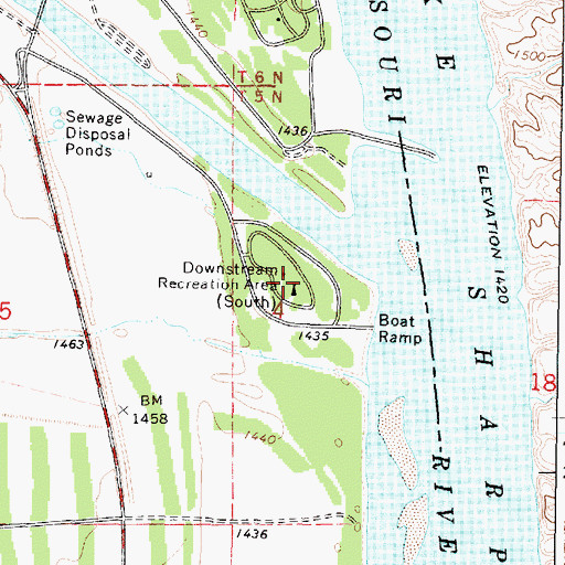Topographic Map of Downstream Recreation Area, SD
