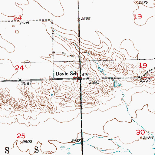 Topographic Map of Doyle School, SD