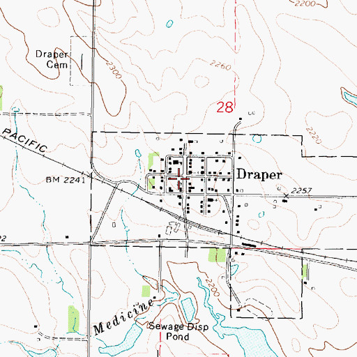 Topographic Map of Draper, SD