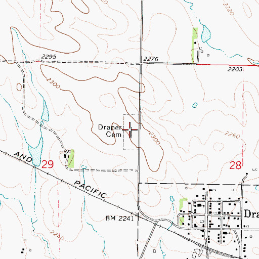 Topographic Map of Draper Cemetery, SD