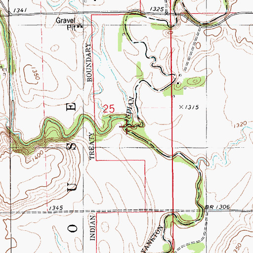 Topographic Map of Dry Choteau Creek, SD