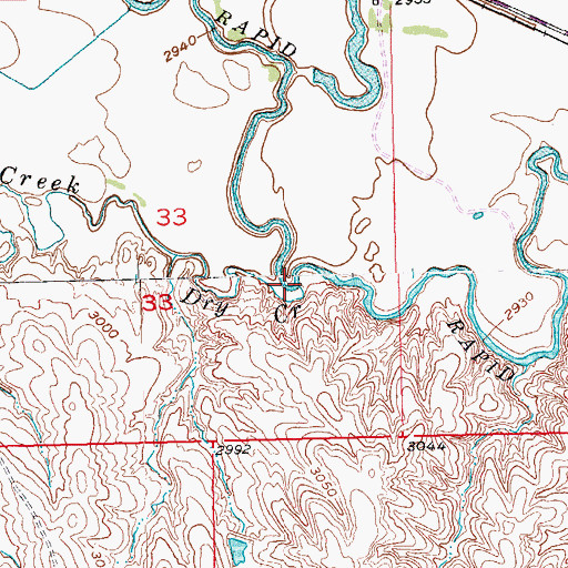 Topographic Map of Dry Creek, SD