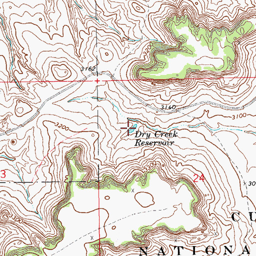 Topographic Map of Dry Creek Reservoir, SD