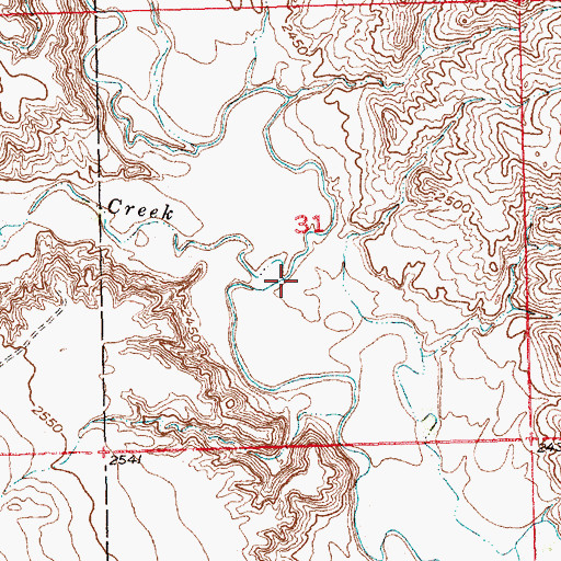 Topographic Map of Dry Elm Creek, SD