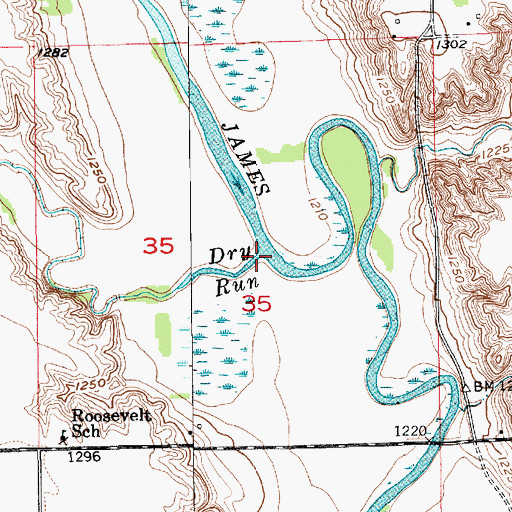 Topographic Map of Dry Run, SD