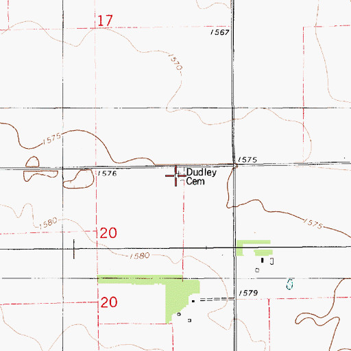 Topographic Map of Dudley Cemetery, SD