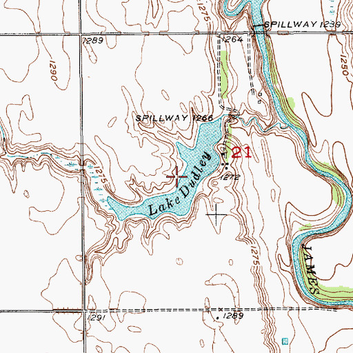 Topographic Map of Lake Dudley, SD