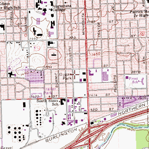 Topographic Map of Dugan Park, SD