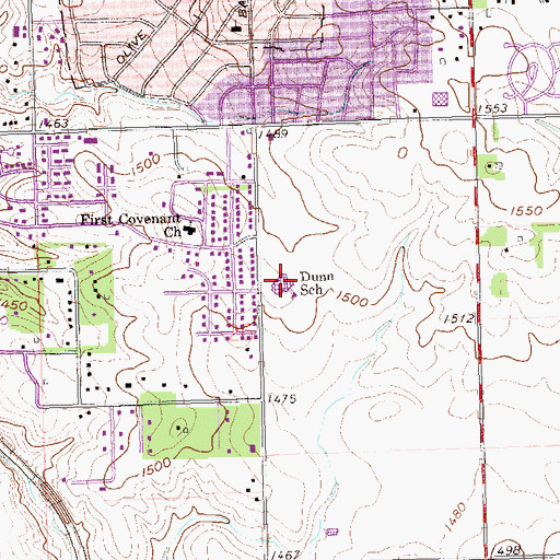 Topographic Map of Harvey Dunn Elementary School, SD
