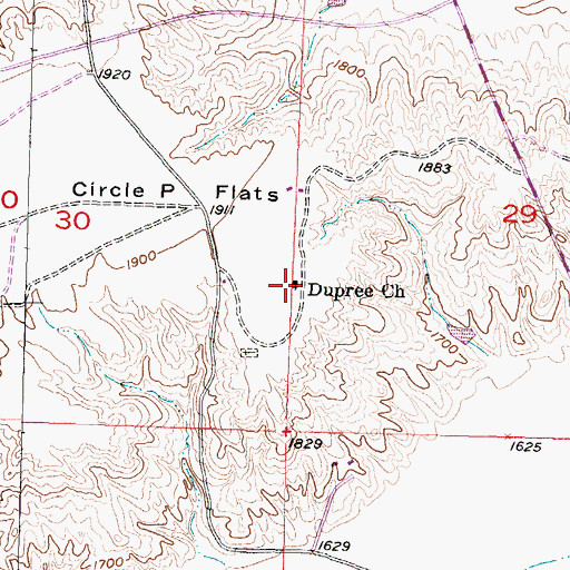 Topographic Map of Dupree Church, SD