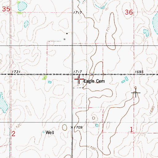 Topographic Map of Eagle Cemetery, SD