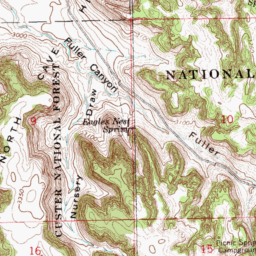 Topographic Map of Eagles Nest Spring, SD