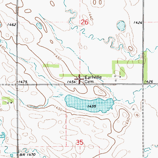 Topographic Map of Earlville Cemetery, SD