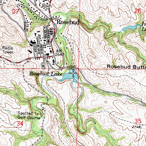 Topographic Map of East Branch Rosebud Creek, SD