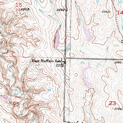 Topographic Map of East Buffalo School, SD